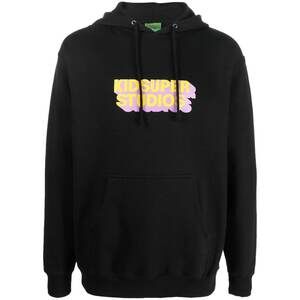 KIDSUPER Logo-print Cotton Hoodie Black M